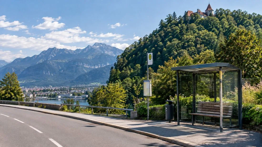 The road up to Schloss Ambras from the Amras side of Innsbruck