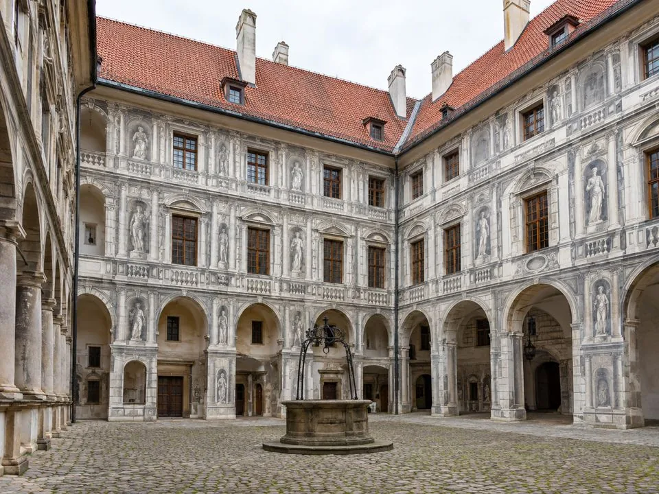 The painted courtyard of the Lower Castle at Schloss Ambras Innsbruck